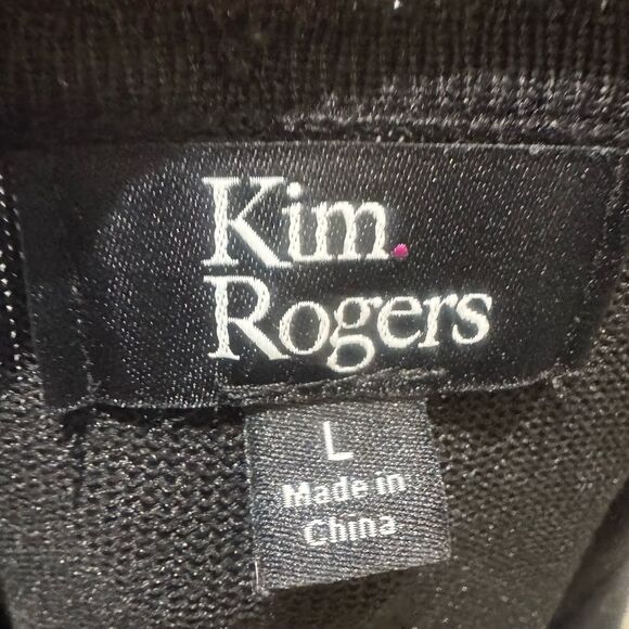 Kim Rogers black and white snowflake reversible removable scarf sweater large - Picture 8 of 10